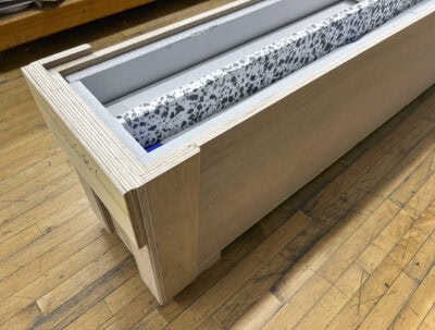 Handmade wood crate lined with protective foam